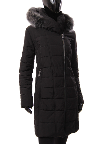 Classic quilted coat with faux leather trim detail by Styla