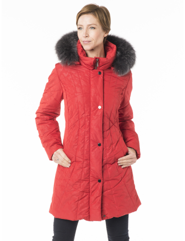 Embossed coat with genuine fur trim by Styla