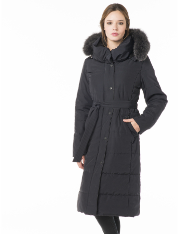 Polyfill belted coat with genuine fur trim by Styla