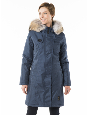 Lightly fitted coat with genuine fur trim by Valanga