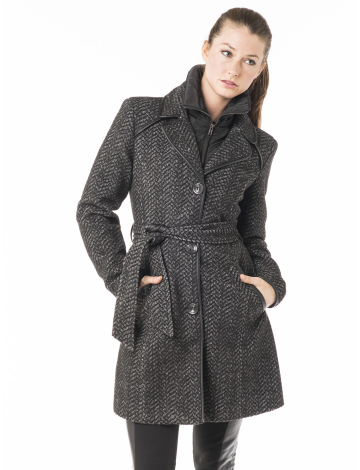 Tweed wool coat with polyfill underlayer by Vero Moda
